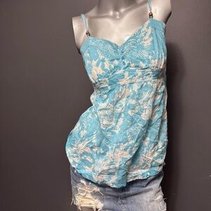 Garage Vintage Y2K Baby Doll Tropical Blue Tank Top